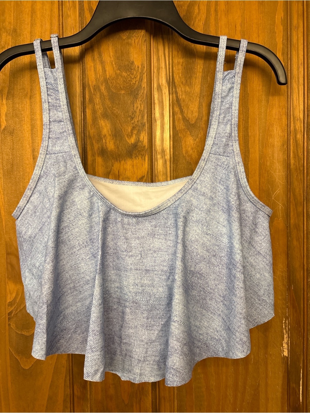 Blue Floral Tankini Swimsuit Set Medium Ruffle Flyaway Top